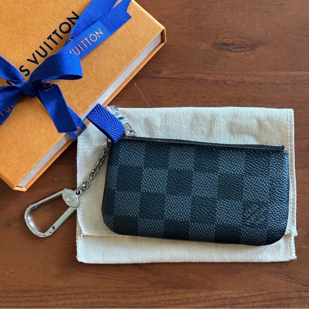 Louis Vuitton Damier Graphite Pochette Cles Wallet Coin Purse Key Pouch N60155